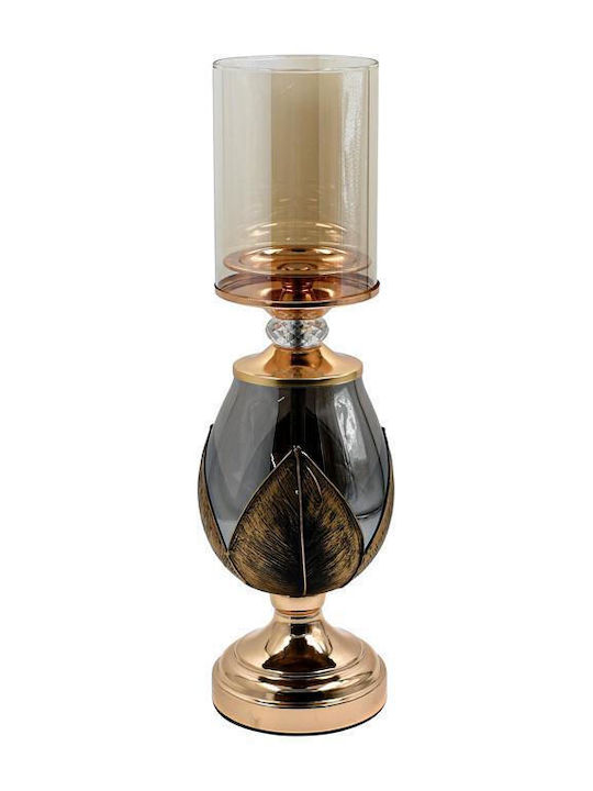 Fylliana Fl3087 Candle Holder Glass in Black Color 12x12x45cm 1pcs