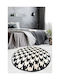 Conceptum Hypnose Kazayagi Teppich Rund Synthetisch,Polyester/Cotton/Leather Black-white