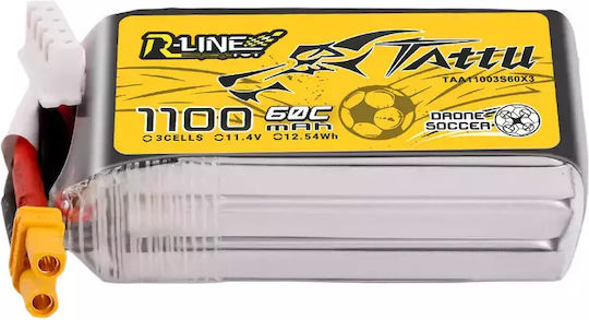 Tattu R-Line Батерия Li-Po 11.4V 1100mAh 60C 3S XT30 за Дрон