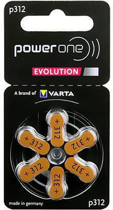 Varta Power One Evolution P312 Hearing Aid Batteries 6 Pieces
