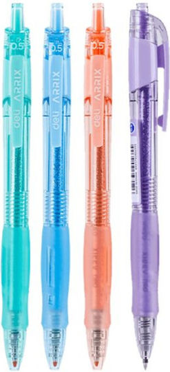 Gel Pen Blue Ink 0.5mm Button Silicone Grip Arrix Various Colors Deli
