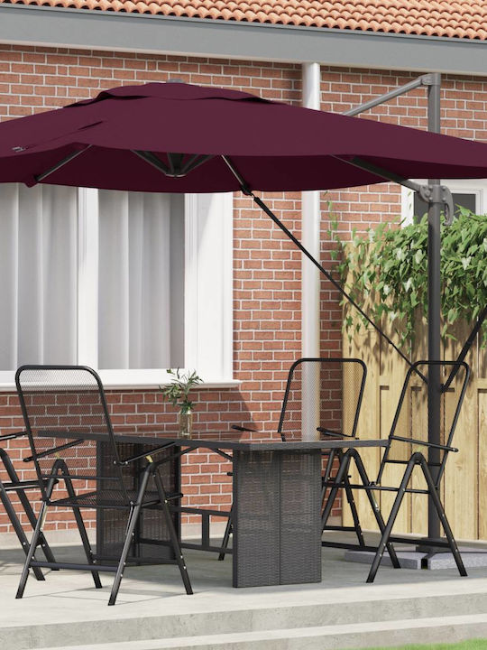 Hanging Aluminum Burgundy Garden Parasol 2.5x2.5xHeight 2.65m