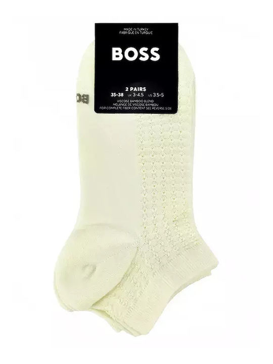 Boss Γυναικείες Κάλτσες Off-white 2Pack