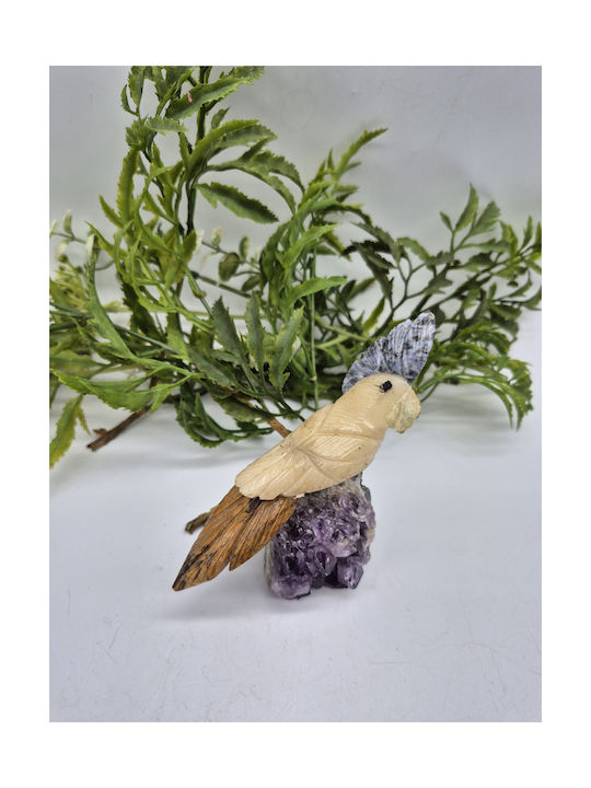 Handmade Carved Decorative Parrot With Natural Semi-Precious Stones
