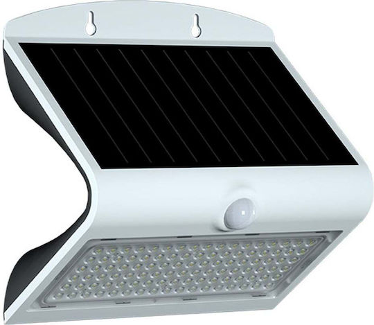 123led Επιτοίχιο Ηλιακό Φωτιστικό 4W 800lm Θερμό Λευκό 3000K με Αισθητήρα Κίνησης και Φωτοκύτταρο IP65