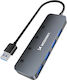 Wozinsky Hub 4 Θυρών USB 3.0 με σύνδεση USB-A Γκρι