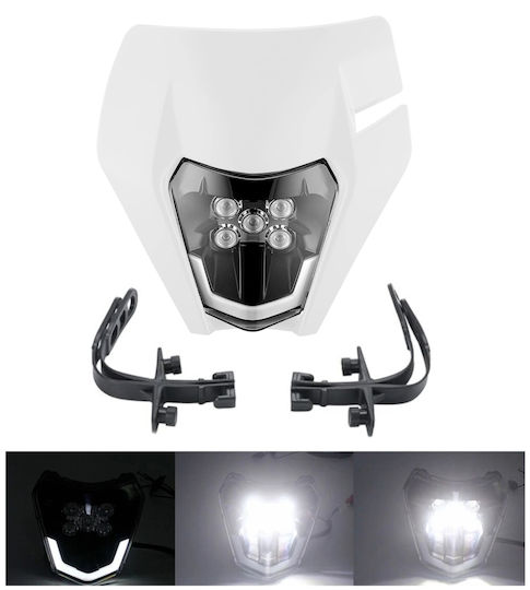 Motorcycle Handlebar Mask Led Headlight White Small High Beam Enduro Trail Streetfighter
