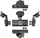 Triple Dash Cam Front Interior Rear View Night Vision Hd 170° Angle Full Hd Suction Cup Mount Black
