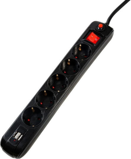 Spacer Πολύπριζο Aσφαλείας 5 Θέσεων με USB-A και Καλώδιο 1.8m