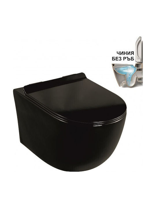 Inter Ceramic Wall-Mounted Toilet with Cover with Bidet Black