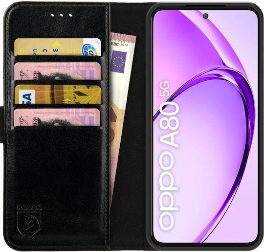 Rosso Element Pu Brieftasche Synthetisches Leder Schwarz (Oppo A80)