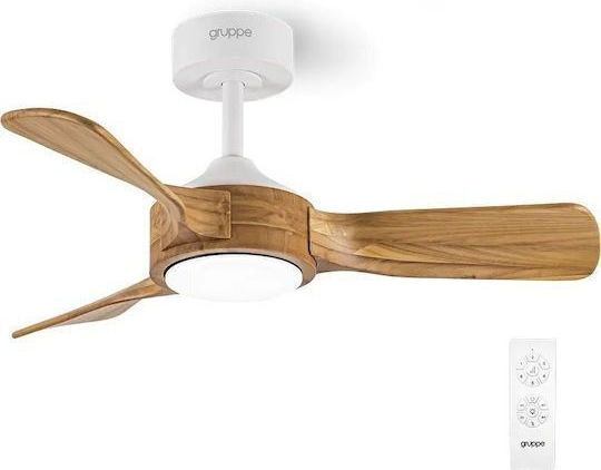Gruppe F42206 Ceiling Fan 106cm with Light Fixture Brown / White