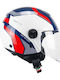 CGM 167 Blue / White / Gloss Red Motorcycle Helmet Jet ECE 22.06 1050gr