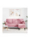 Colțar Canapea Catifea Roz Cu Perne Decorative 173x131x67cm
