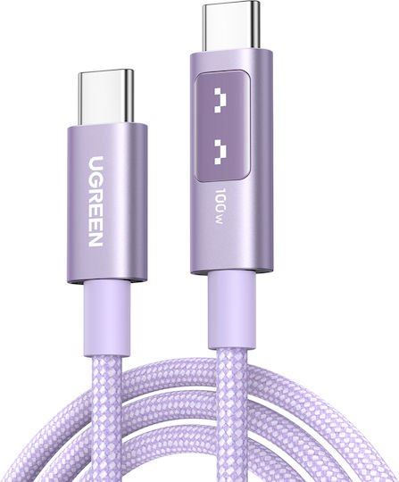 Ugreen LED USB 2.0 Kabel USB-C männlich - USB-C 100W PD Lila 2m 65216