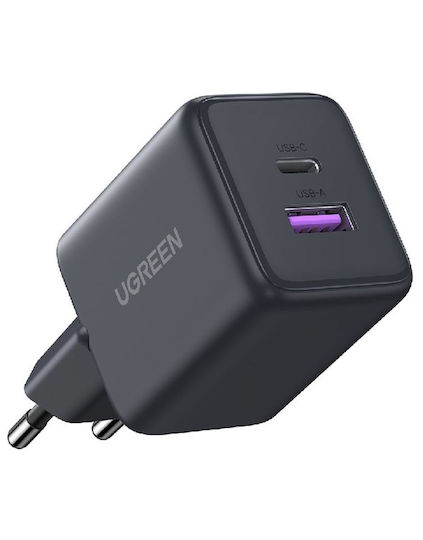Ugreen Φορτιστής Χωρίς Καλώδιο GaN με Θύρα USB-A και Θύρα USB-C 30W Power Delivery Γκρι (X516)