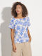 Women's Blouse Short Sleeve Blue