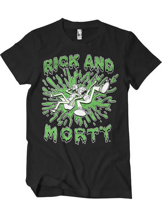 Rick Morty Splash T-shirt Black Ανδρικό Wb-1-rm001-h58-5-bk