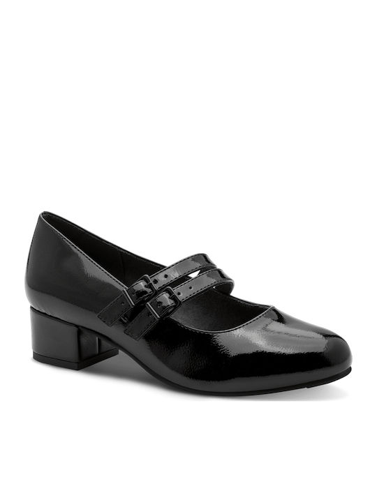 Jana Anatomic Patent Leather Black Heels with S...
