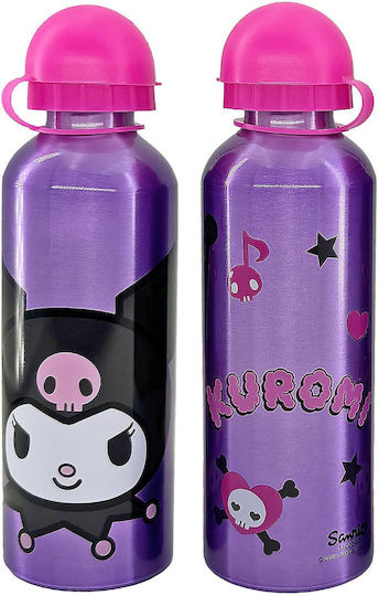 Метален Kuromi Детска Бутилка За Вода Kuromi От Алуминий Лилава 500ml