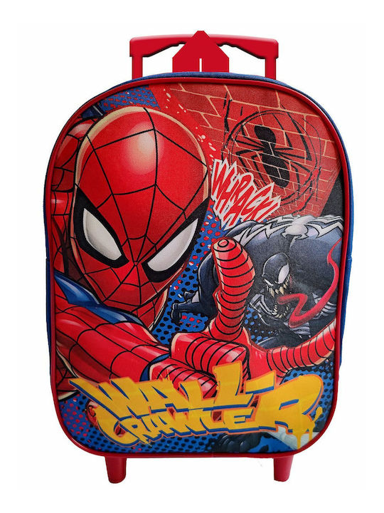 Spiderman School Bag Trolley Kindergarten Red