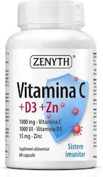 Zenyth Vitamin C + D3 + Zn Βιταμίνη 100iu 1000mg 60 κάψουλες