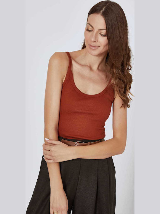 Celestino Women's Blouse Cotton with Straps Red