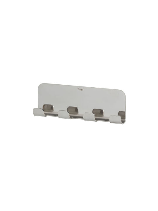 TIGER Wall-Mounted Bathroom Hook with 4 Positions ​15.5x2cm Inox Gray