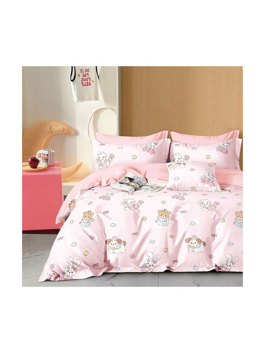 Pucioasa Conținut set Husă de pilotă pentru copii Single cu față de pernă Bumbac Roz 150x220cm