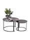 Round Side Table Talos Metal Black Ceramic 2 Pieces W70xL70xH45.5cm
