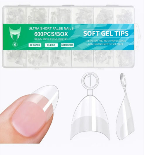 Short Soft Gel Tips Νυχιών Διάφανα 600τμχ 280540