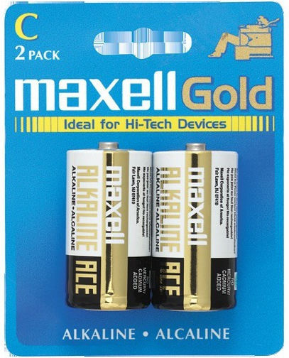 Maxell Gold Alkaline Batteries Size C 1.5V 2 Pack