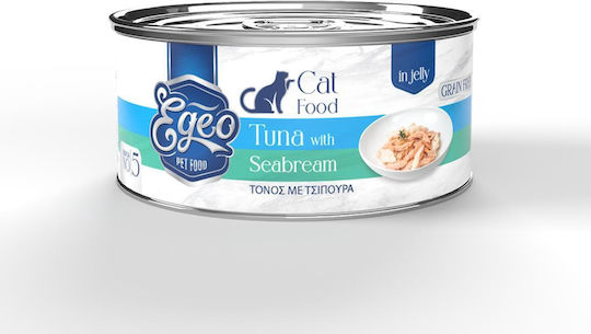 Egeo Pet Food Wet Food for Adult Cats in Cans with Tuna and Sea Bream 85gr