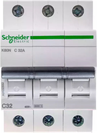 Schneider Electric Αυτόματη Ασφάλεια 32A Τριπολική AC A9K02332