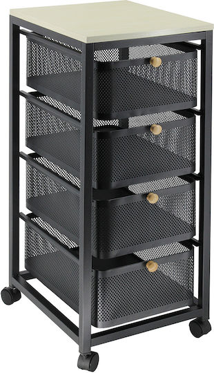 Keskor Metallic Trolley 4 Tiers Black 51379