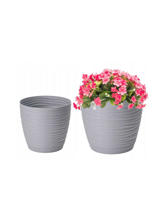 Form Plastic Pot Plastic Gray with Saucer 12.7x12.7cm.