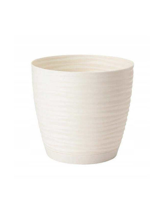 Form Plastic Topf Kunststoff Cream mit Untersetzer 12.7x11.8cm.