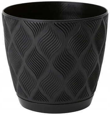 Form Plastic Ghiveci Plastic Negru cu farfurie 11.8x12.8cm.
