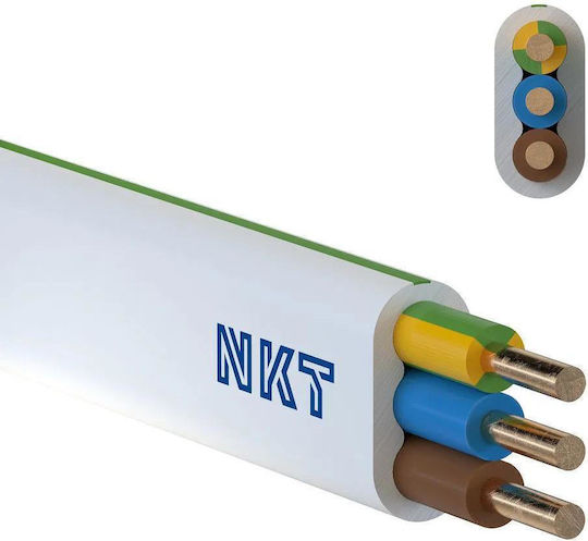 NKT Καλώδιο Ρεύματος με Διατομή 3x1.5mm² σε Λευκό Χρώμα 3m