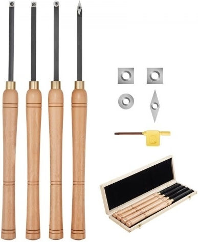 Vevor 4pcs Wood Lathe Chisel Set Hss Turning Tools Storage Box Lathe Finisher