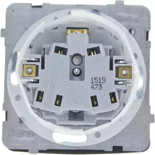 Ospel Single Power Socket Waterproof with Lid White