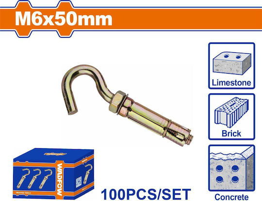Wadfow Βίσμα Μεταλλικό Β.τ Γαντζό 6x50mm 100τεμάχια Wdq4511