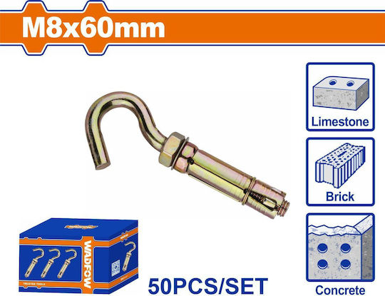 Wadfow Βίσμα Μεταλλικό Β.τ Γαντζό 8x60mm 50 τεμάχια Wdq4522