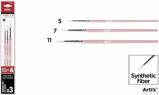 Πινέλα Στρογγυλά Artix Paints Σετ 3τμχ No 5-7-11 Pp399-02