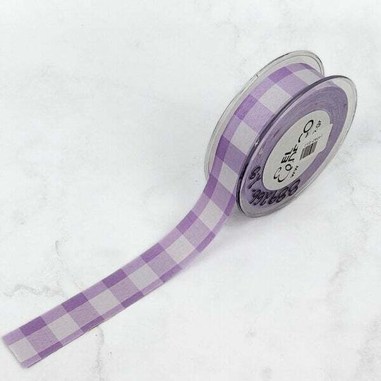 Checked Ribbon 2.8cm x 9m Lilac Colour