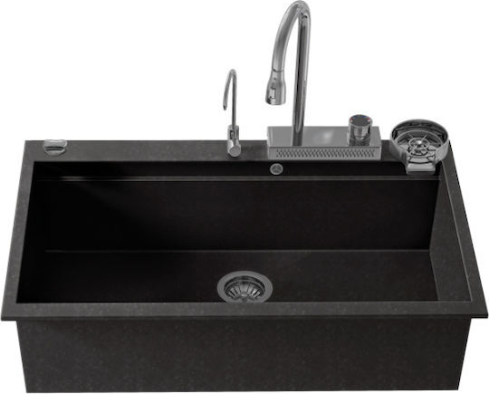 Sanitec Ultra Granite Ένθετος Νεροχύτης Inox Μ79xΠ50cm Grafite