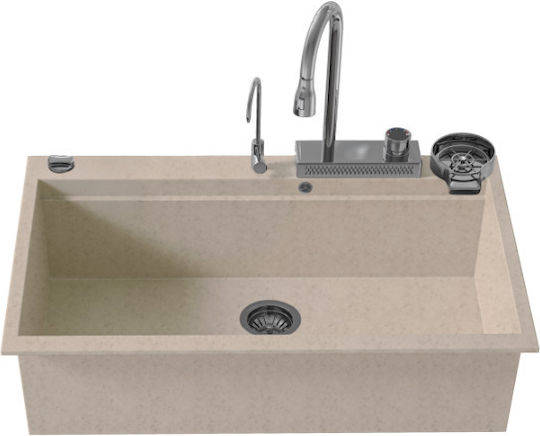 Sanitec Ultra Granite SAN.850.32.SBB.INX Drop-In Sink Inox W79xD50cm Sabbia