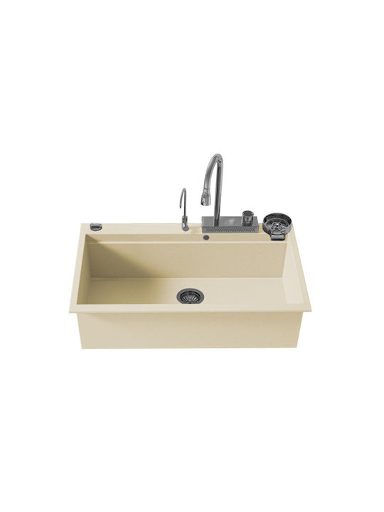 Sanitec Ultra Granite SAN.850.31.OCR.INX Drop-In Spüle Inox B79xT50cm Gelb
