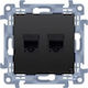 Simon 10 Computer Network Sockets Double RJ45 Category 6 Module Matt Black C62.01/49