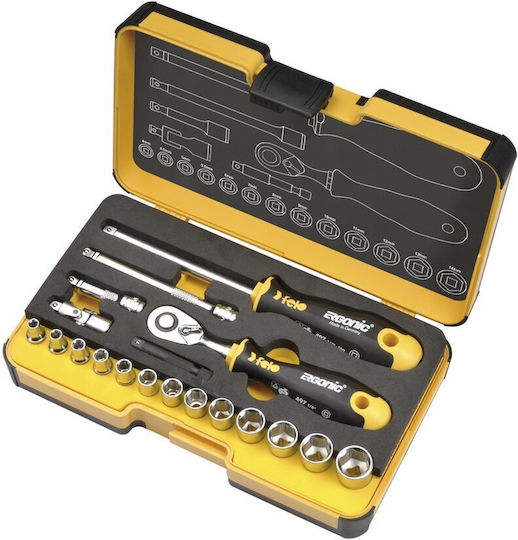 Felo Socket Wrench Set Accessories Felo R-go 1/4" 19 Pieces